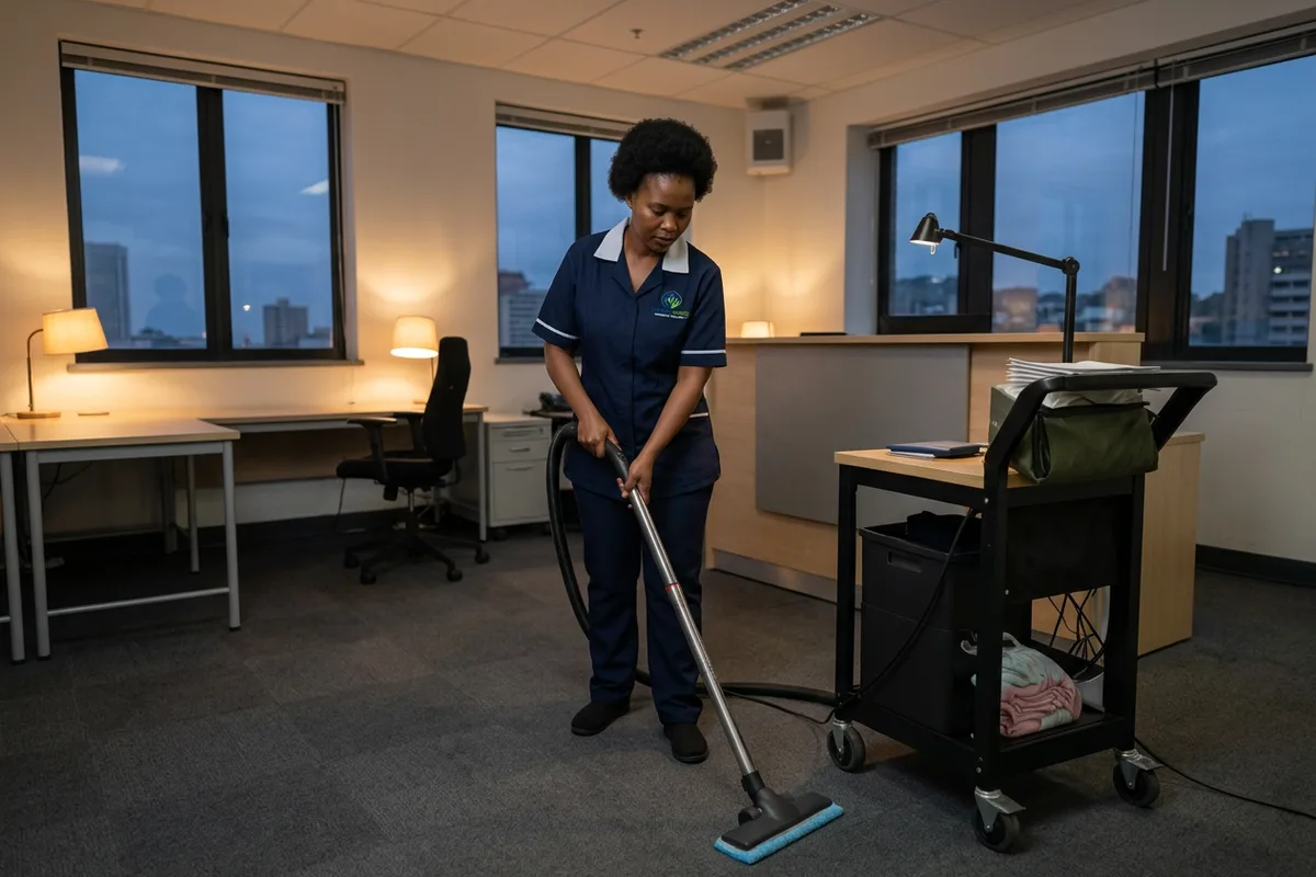 Black South African professional providing Office & Commercial Cleaning